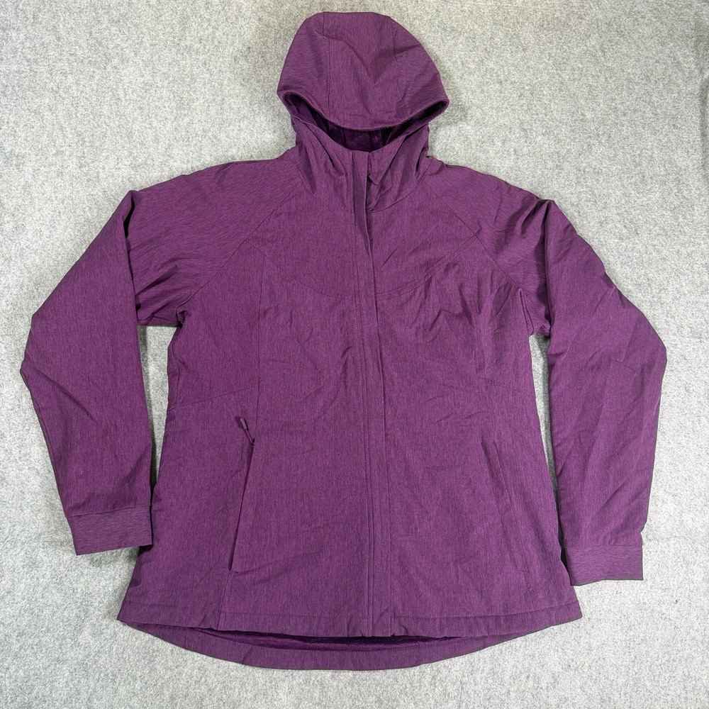 Kirkland Signature Womens Softshell Hooded Jacket XL Purple Faux Fur Lined